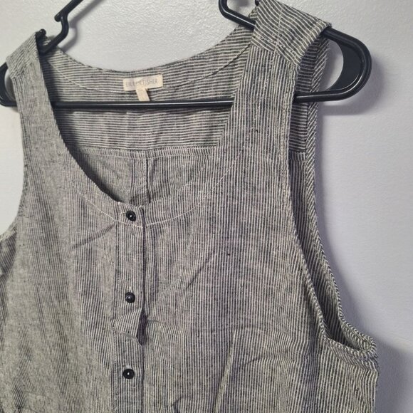 Eileen Fisher Jumper Dress Tank Gray Button Down Hemp Organic Cotton Women Large - Picture 3 of 12